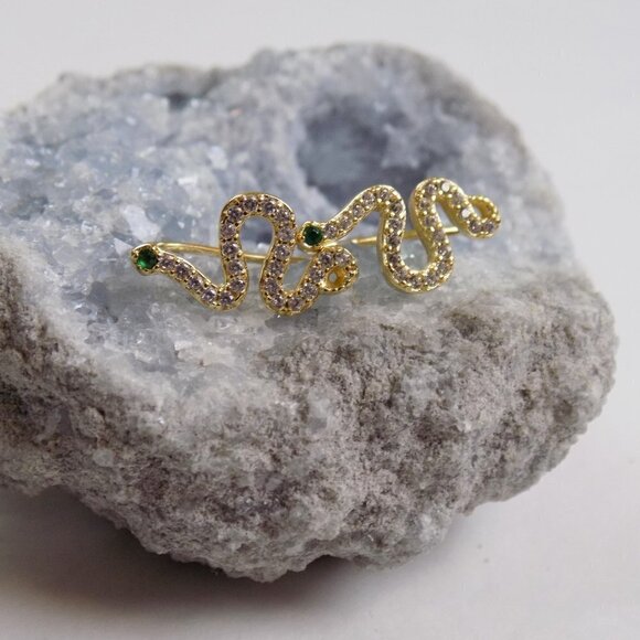 new in box! gold snake ear climbers serpent ear crawlers pave brat so Julia - Picture 3 of 5